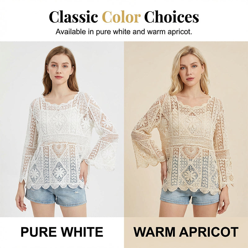 📢📢40% OFF !! ⏰Women's Vintage-Inspired Lace Cover-Up Blouse