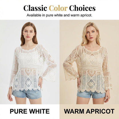 📢📢40% OFF !! ⏰Women's Vintage-Inspired Lace Cover-Up Blouse