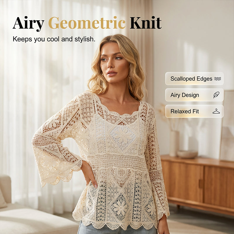 📢📢40% OFF !! ⏰Women's Vintage-Inspired Lace Cover-Up Blouse