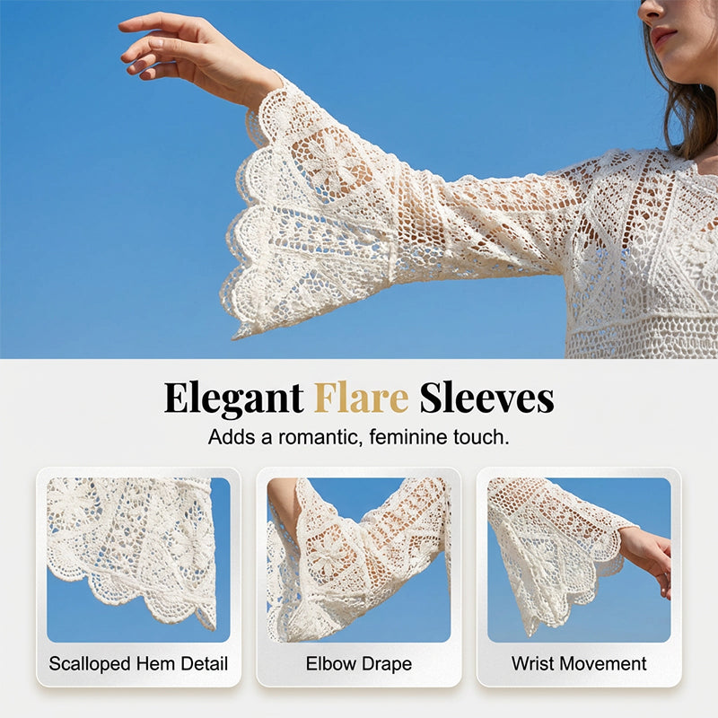 📢📢40% OFF !! ⏰Women's Vintage-Inspired Lace Cover-Up Blouse
