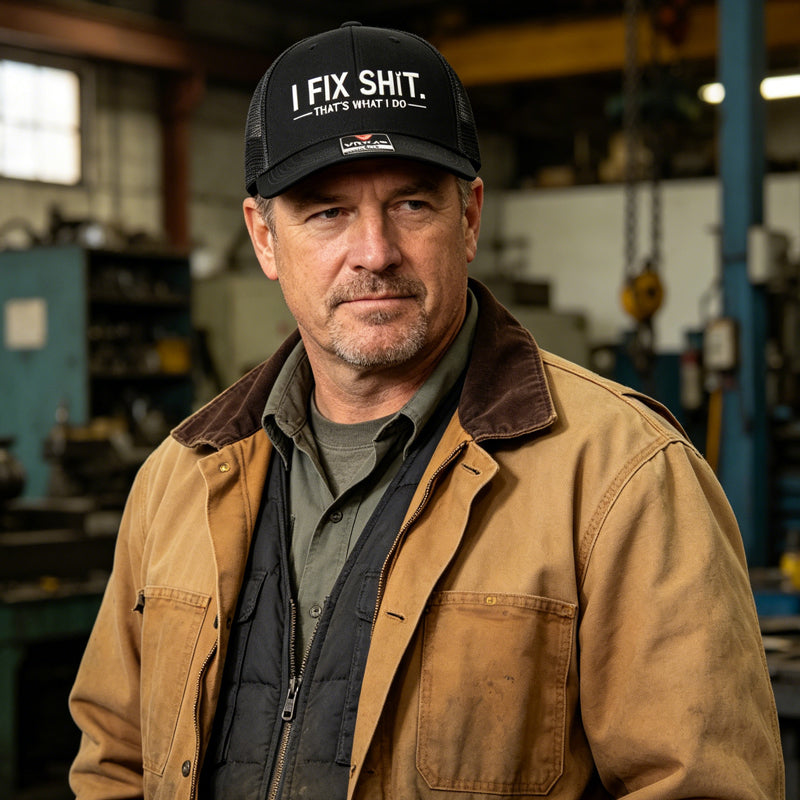 🔥2026 New Arrival ＆ 📢📢30% OFF !! ⏰🔥Mesh Back Trucker Cap with "I Fix Shit" Embroidery – Breathable Outdoor Sun Hat🧢☀️
