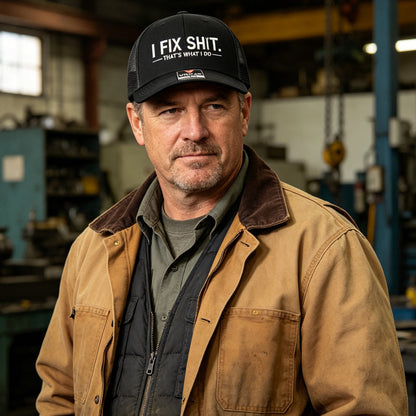 🔥2026 New Arrival ＆ 📢📢30% OFF !! ⏰🔥Mesh Back Trucker Cap with "I Fix Shit" Embroidery – Breathable Outdoor Sun Hat🧢☀️