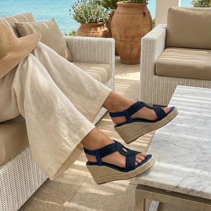 📢📢40% OFF !! ⏰Women's Casual Bohemian Woven Wedge Sandals