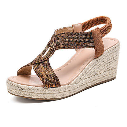 📢📢40% OFF !! ⏰Women's Casual Bohemian Woven Wedge Sandals