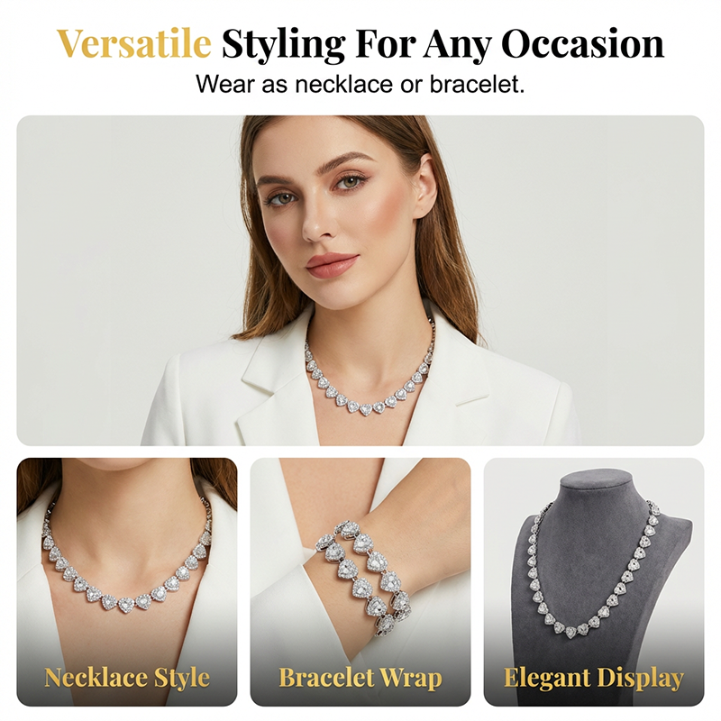 📢📢50% OFF !! ⏰Sparkling Heart Statement Chain Necklace