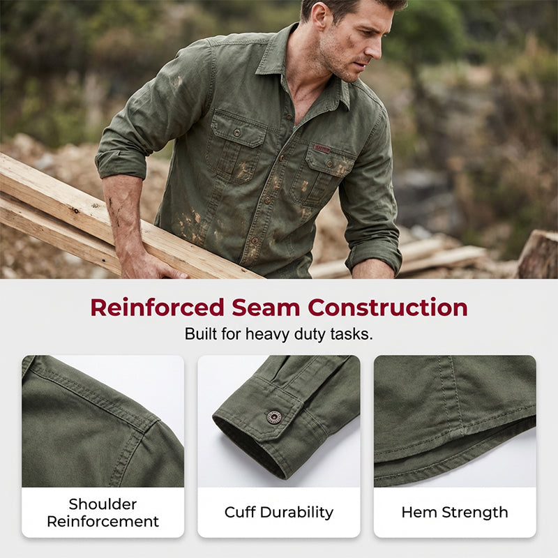 📢📢30% OFF !! ⏰Men's Long Sleeve Cotton Workwear Shirt👔