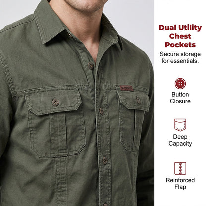 📢📢30% OFF !! ⏰Men's Long Sleeve Cotton Workwear Shirt👔