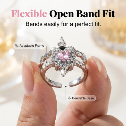 📢📢40% OFF !! ⏰Vintage Adjustable Sword Piercing Heart Ring Set