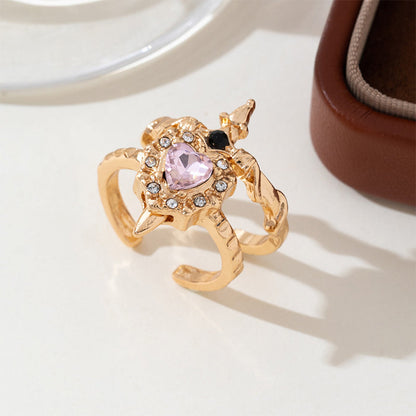 📢📢40% OFF !! ⏰Vintage Adjustable Sword Piercing Heart Ring Set