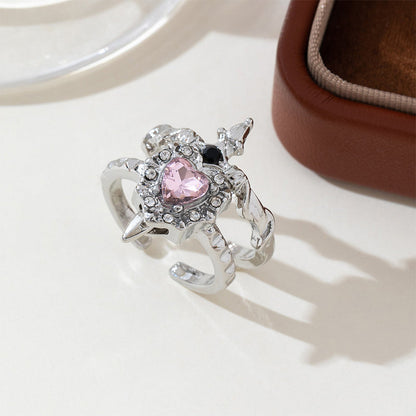 📢📢40% OFF !! ⏰Vintage Adjustable Sword Piercing Heart Ring Set