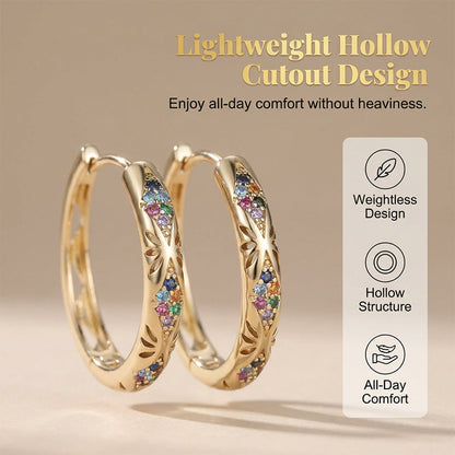 📢📢40% OFF !! ⏰Sparkling Zircon Hollow Hoop Earrings