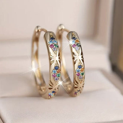 📢📢40% OFF !! ⏰Sparkling Zircon Hollow Hoop Earrings