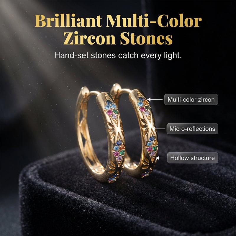 📢📢40% OFF !! ⏰Sparkling Zircon Hollow Hoop Earrings
