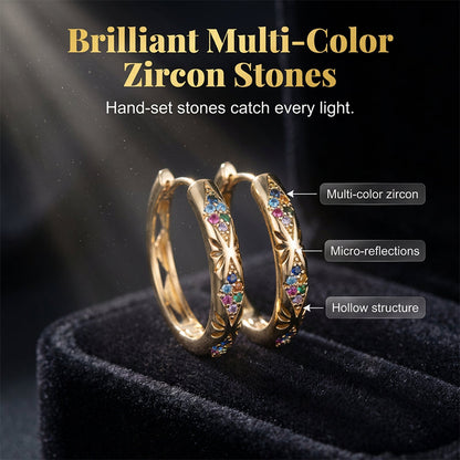 📢📢40% OFF !! ⏰Sparkling Zircon Hollow Hoop Earrings