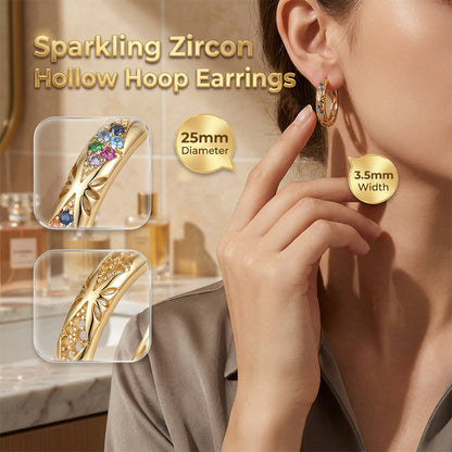📢📢40% OFF !! ⏰Sparkling Zircon Hollow Hoop Earrings