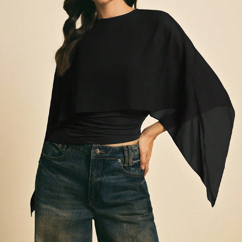 📢📢30% OFF !! ⏰Women's Elegant Chiffon Cape Sleeve Top