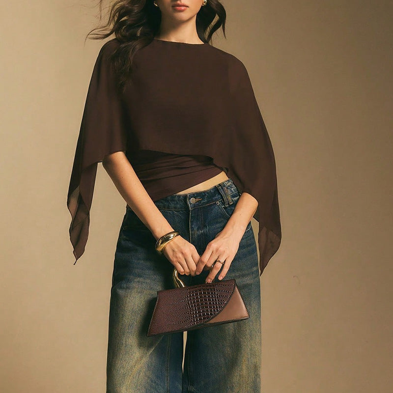 📢📢30% OFF !! ⏰Women's Elegant Chiffon Cape Sleeve Top