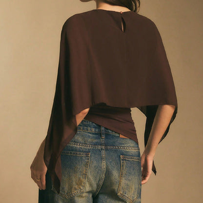 📢📢30% OFF !! ⏰Women's Elegant Chiffon Cape Sleeve Top