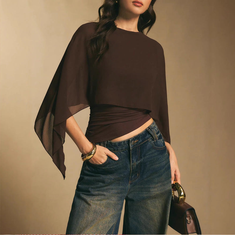 📢📢30% OFF !! ⏰Women's Elegant Chiffon Cape Sleeve Top