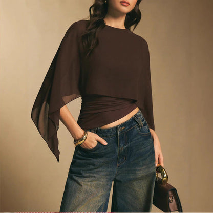 📢📢30% OFF !! ⏰Women's Elegant Chiffon Cape Sleeve Top