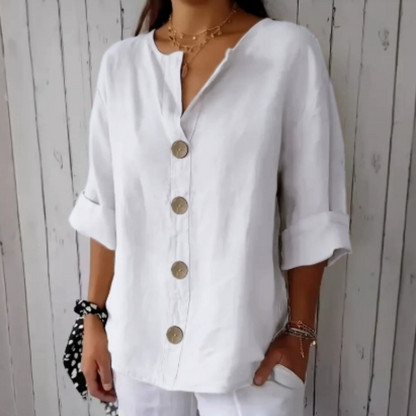 📢📢30% OFF !! ⏰Women's Loose Fashion Button Top – Relaxed Fit, Breathable Fabric & Timeless Design for Everyday Wear ✨
