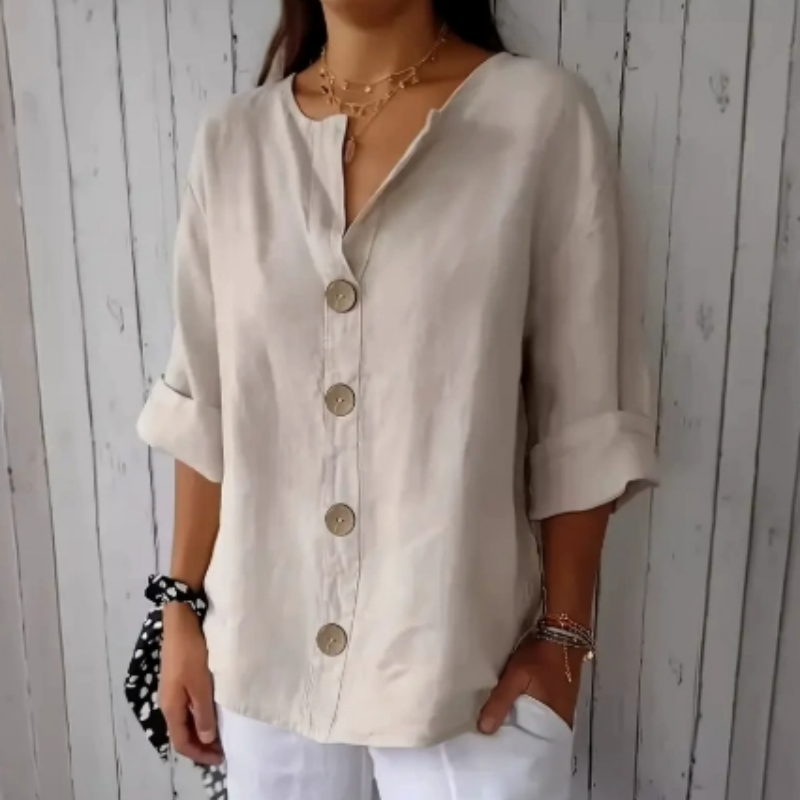 📢📢30% OFF !! ⏰Women's Loose Fashion Button Top – Relaxed Fit, Breathable Fabric & Timeless Design for Everyday Wear ✨