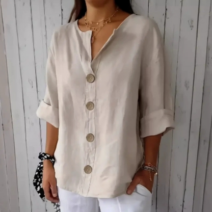 📢📢30% OFF !! ⏰Women's Loose Fashion Button Top – Relaxed Fit, Breathable Fabric & Timeless Design for Everyday Wear ✨