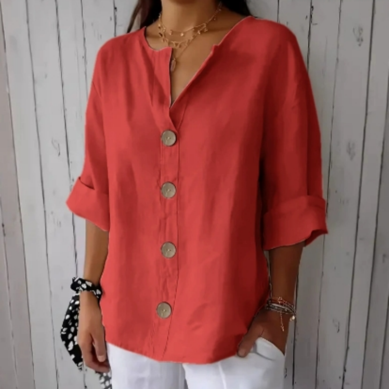 📢📢30% OFF !! ⏰Women's Loose Fashion Button Top – Relaxed Fit, Breathable Fabric & Timeless Design for Everyday Wear ✨
