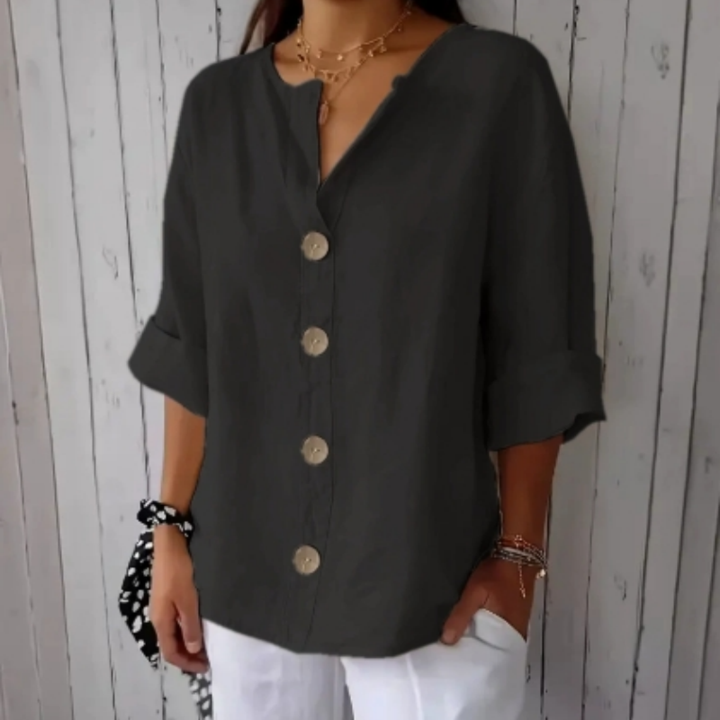 📢📢30% OFF !! ⏰Women's Loose Fashion Button Top – Relaxed Fit, Breathable Fabric & Timeless Design for Everyday Wear ✨