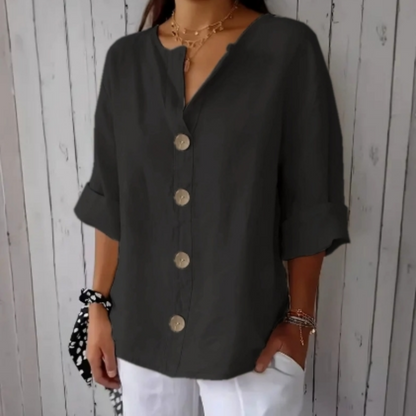 📢📢30% OFF !! ⏰Women's Loose Fashion Button Top – Relaxed Fit, Breathable Fabric & Timeless Design for Everyday Wear ✨