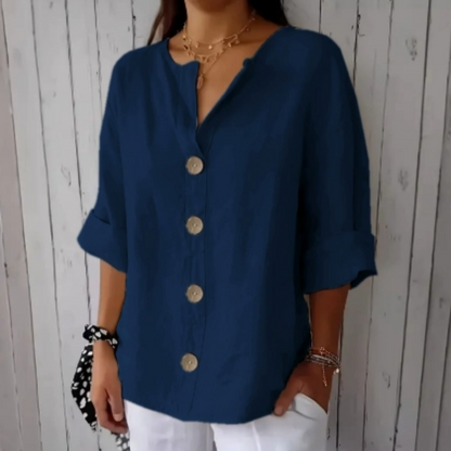 📢📢30% OFF !! ⏰Women's Loose Fashion Button Top – Relaxed Fit, Breathable Fabric & Timeless Design for Everyday Wear ✨