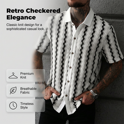 📢📢30% OFF !! ⏰Men's Short Sleeve Retro Geometric Knit Shirt