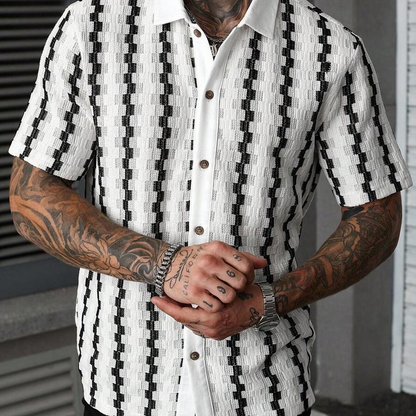 📢📢30% OFF !! ⏰Men's Short Sleeve Retro Geometric Knit Shirt