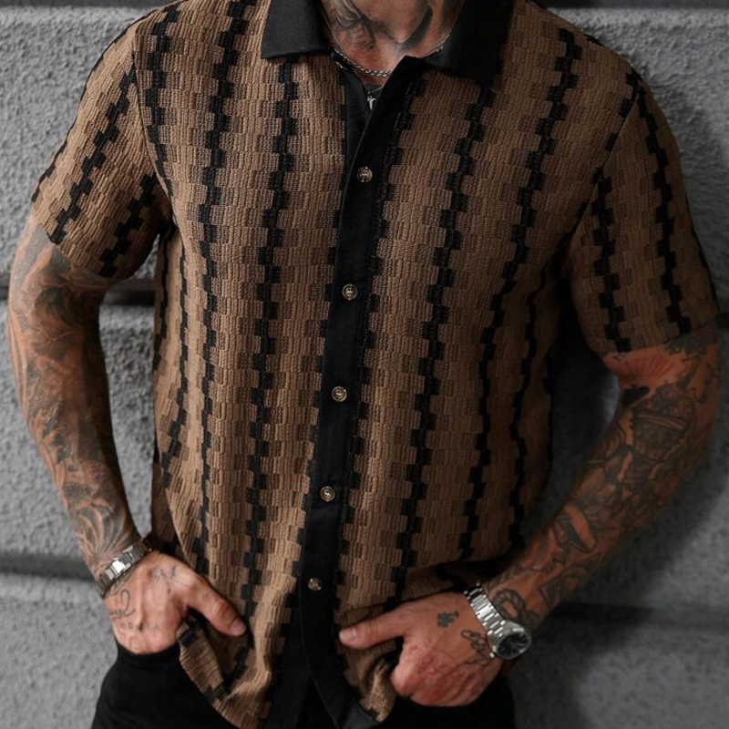 📢📢30% OFF !! ⏰Men's Short Sleeve Retro Geometric Knit Shirt