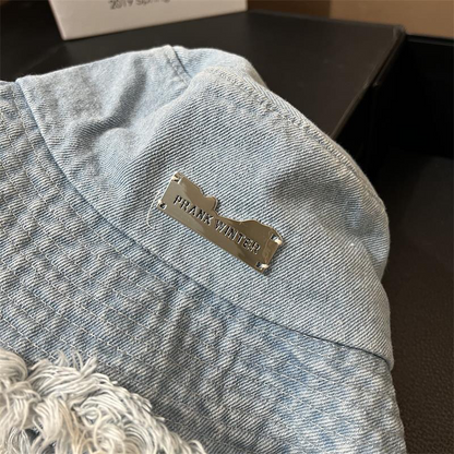 📢📢40% OFF !! ⏰Stylish Layered Fray Denim Sun Protection Hat