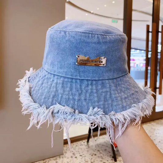 📢📢40% OFF !! ⏰Stylish Layered Fray Denim Sun Protection Hat