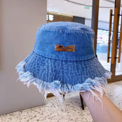 📢📢40% OFF !! ⏰Stylish Layered Fray Denim Sun Protection Hat