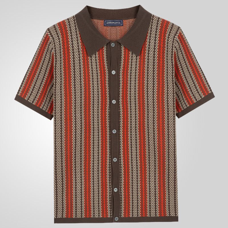 📢📢30% OFF !! ⏰Men's Short Sleeve Herringbone Knit Shirt