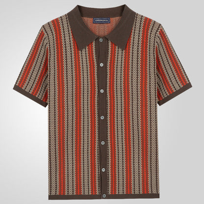 📢📢30% OFF !! ⏰Men's Short Sleeve Herringbone Knit Shirt