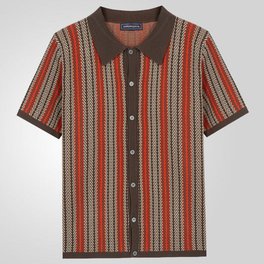 📢📢30% OFF !! ⏰Men's Short Sleeve Herringbone Knit Shirt