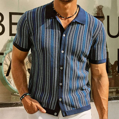 📢📢30% OFF !! ⏰Men's Short Sleeve Herringbone Knit Shirt