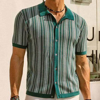 📢📢30% OFF !! ⏰Men's Short Sleeve Herringbone Knit Shirt