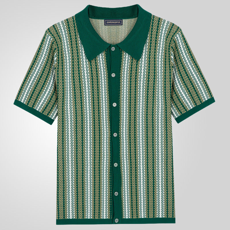 📢📢30% OFF !! ⏰Men's Short Sleeve Herringbone Knit Shirt