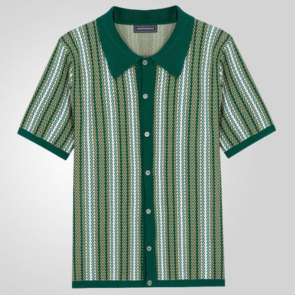 📢📢30% OFF !! ⏰Men's Short Sleeve Herringbone Knit Shirt