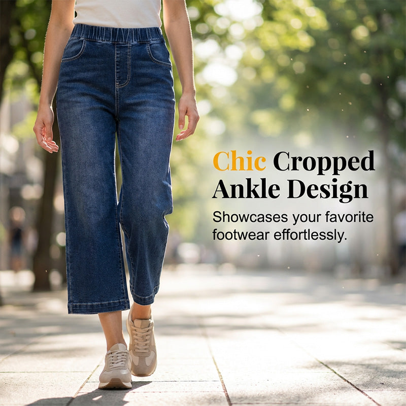 📢📢30% OFF !! ⏰Women's Pull-On Wide-Leg Cropped Denim Jeans