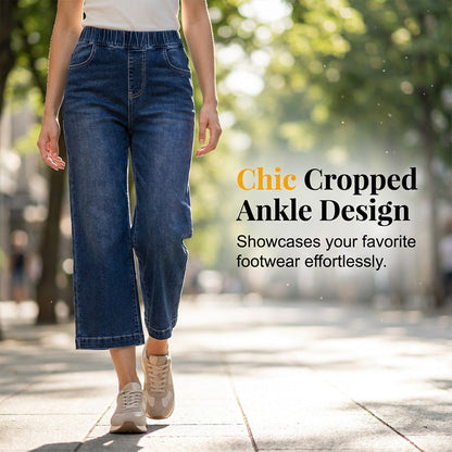 📢📢30% OFF !! ⏰Women's Pull-On Wide-Leg Cropped Denim Jeans