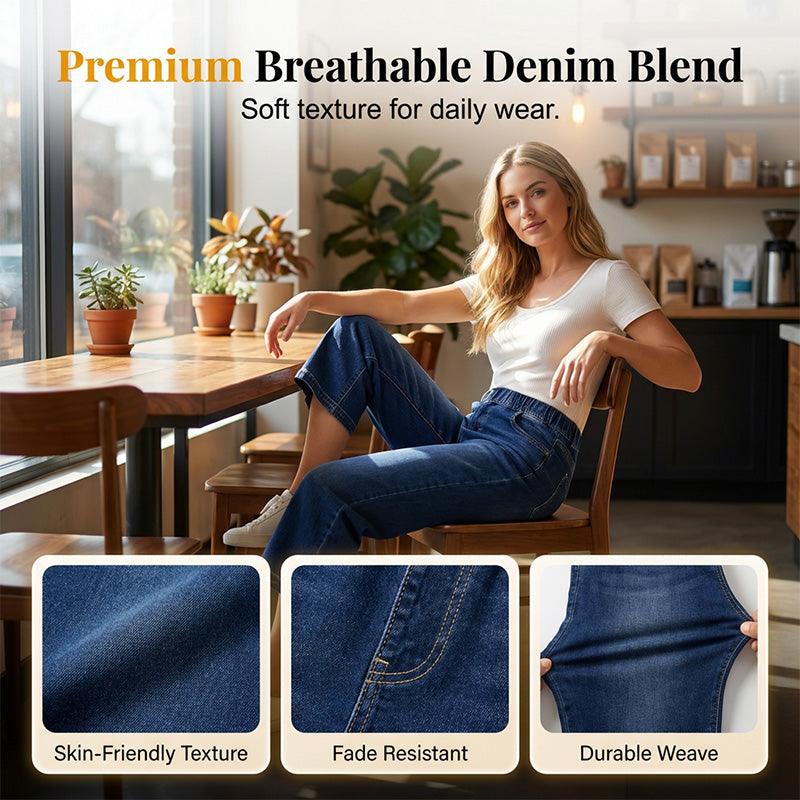 📢📢30% OFF !! ⏰Women's Pull-On Wide-Leg Cropped Denim Jeans