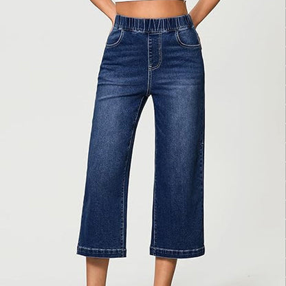 📢📢30% OFF !! ⏰Women's Pull-On Wide-Leg Cropped Denim Jeans