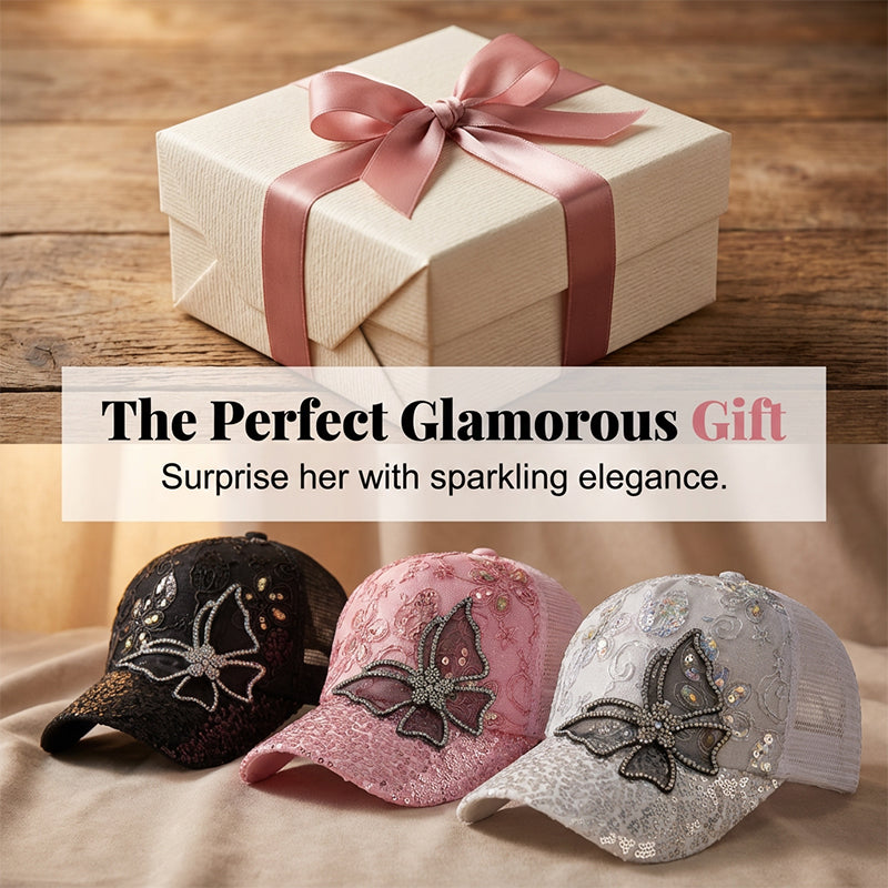 Rhinestone Butterfly Sequin Baseball Cap