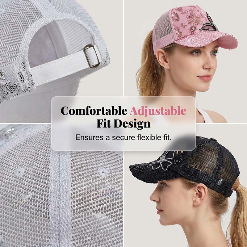 Rhinestone Butterfly Sequin Baseball Cap